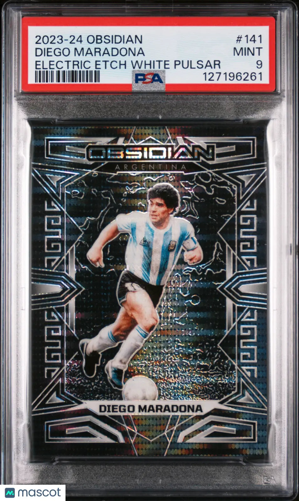 Diego Maradona 2023 Panini Obsidian /11 Electric Etch White Pulsar PSA 9 