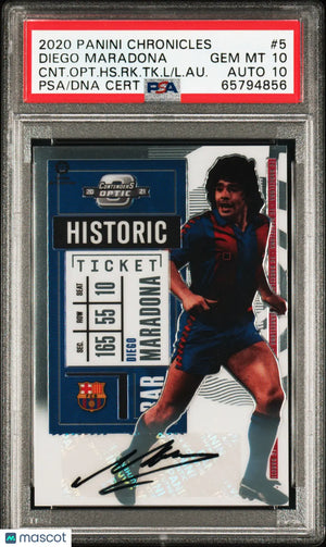 Diego Maradona Contenders /199 PSA 10 AUTO 10 Autograph Chronicles 2020 Historic 