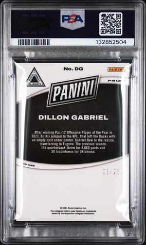 Dillon Gabriel /25 PSA 8 2025 Panini NSCC Silver Pack Marketing Insert 