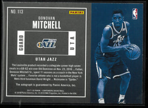 Donovan Mitchell Auto Rookie Ticket RC /75 2017-18 Contenders 
