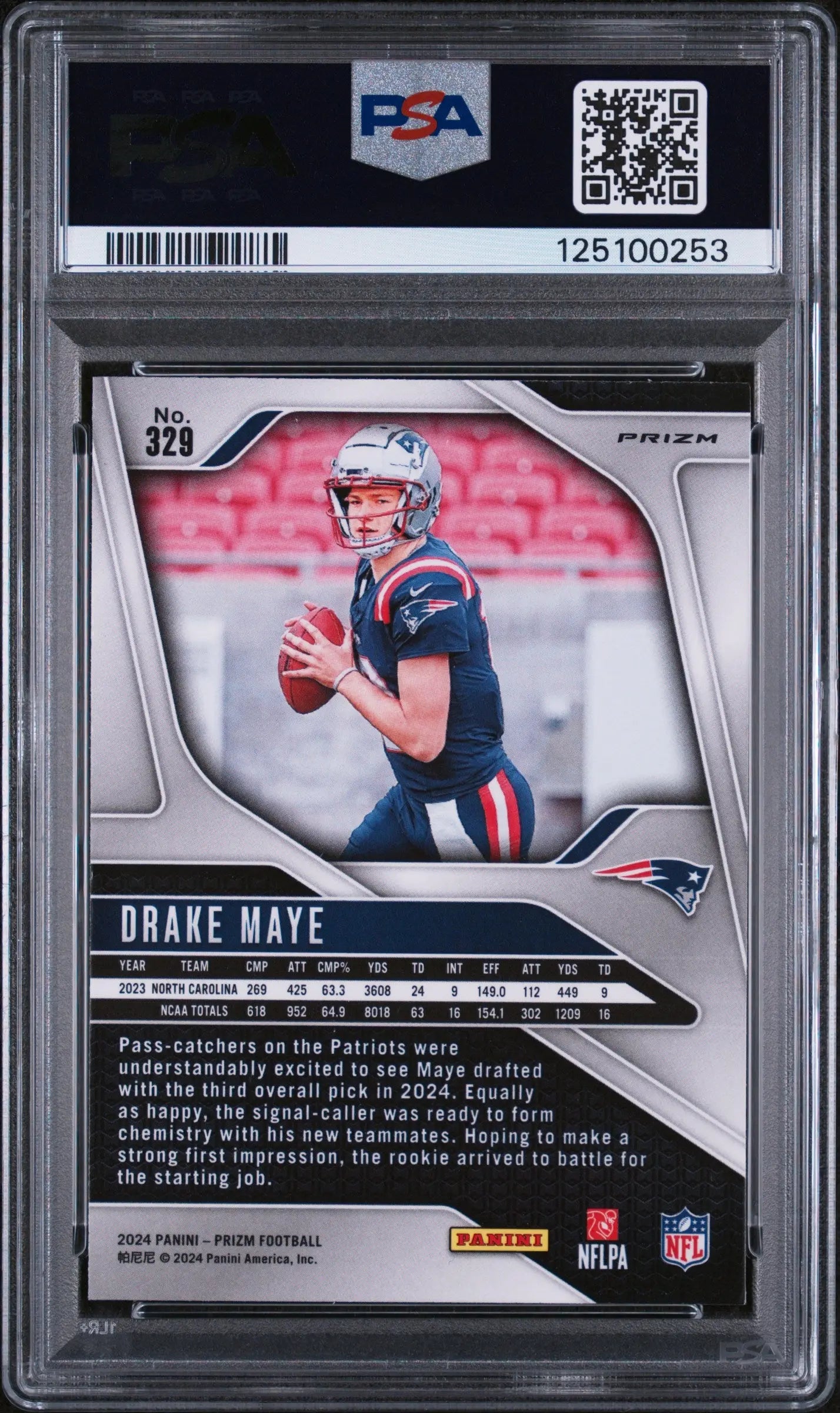 Drake Maye Lazer PSA 9 2024 Panini Prizm RC Rookie Patriots
