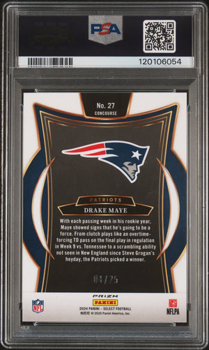Drake Maye RC /25 PSA 10 2024-25 Select 24-25 Rookie Tie-Dye Prizm 