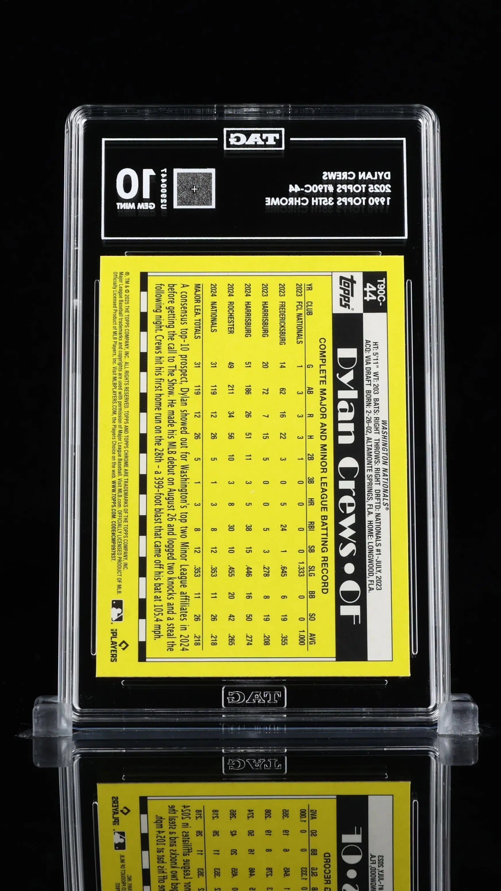 Dylan Crews RC 35th Silver Pack TAG 10 GEM MINT Rookie Mojo 2025 Topps Chrome 