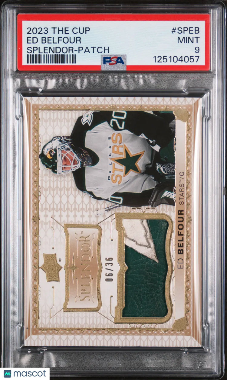 Ed Belfour Splendor Patch /36 Leather 2023-24 UD The Cup PSA 9 Dallas Stars 