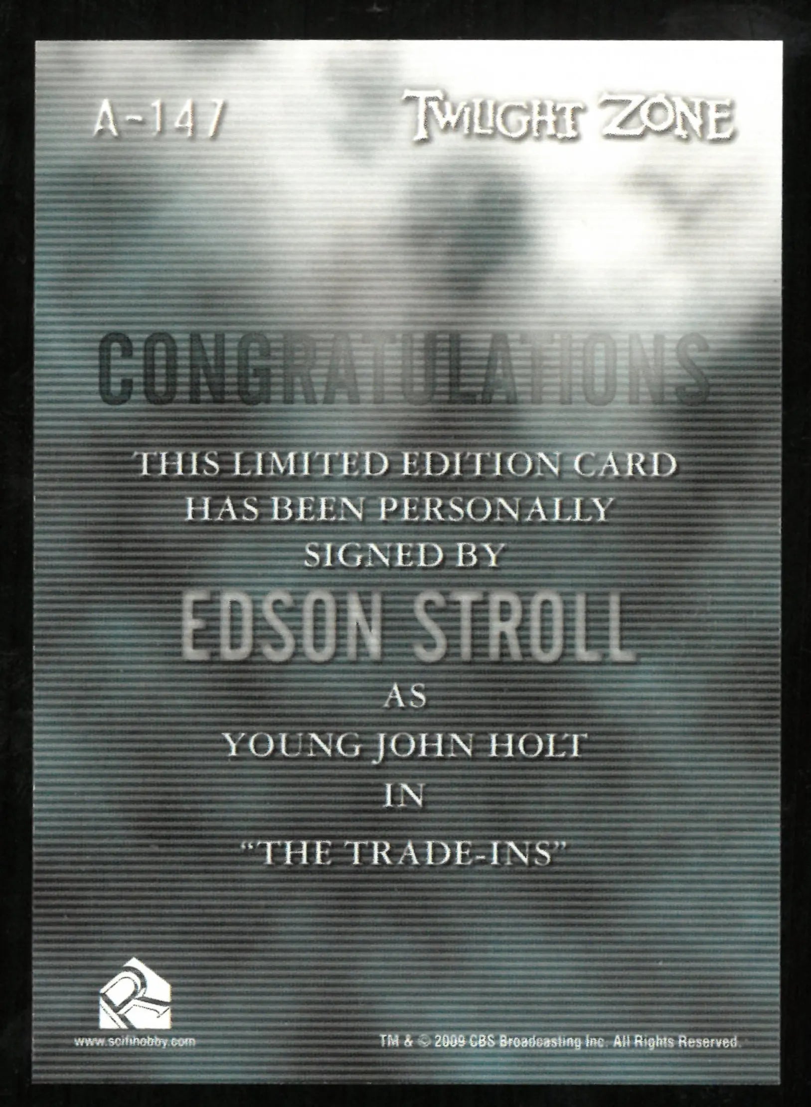 Edson Stroll as Young John Holt Twilight Zone Auto Autograph #A-147 
