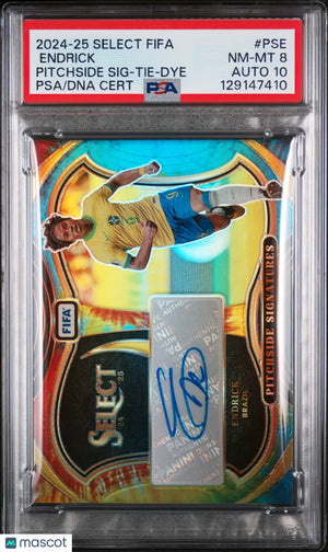 Endrick Tie Dye /25 PSA 8 Auto 10 2024-25 Select FIFA Pitchside Signatures 