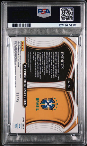 Endrick Tie Dye /25 PSA 8 Auto 10 2024-25 Select FIFA Pitchside Signatures 