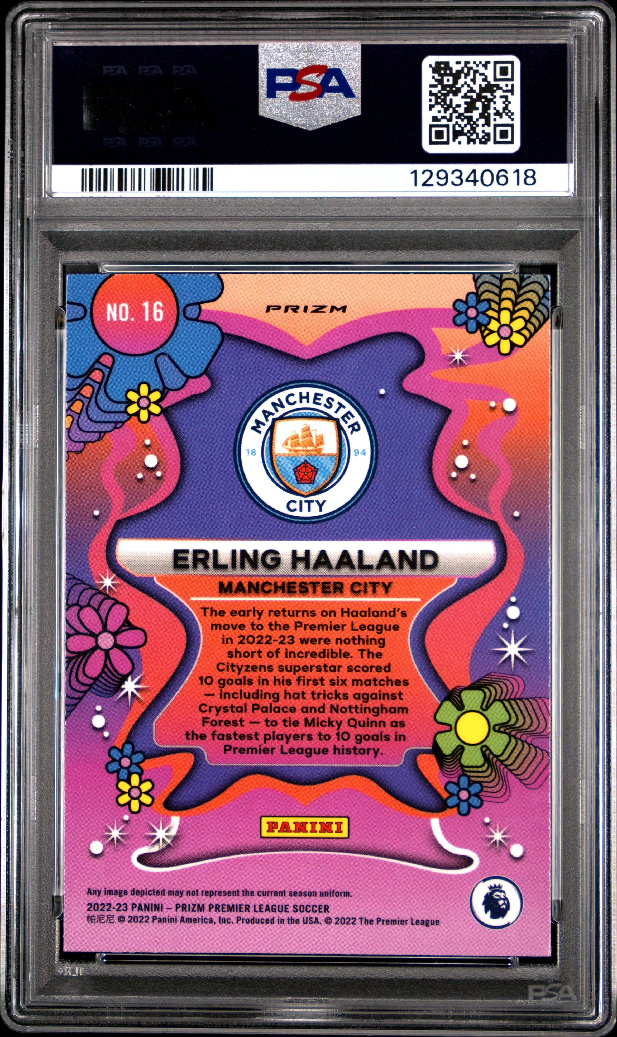 Erling Haaland #16 PSA 10 2022-23 Panini Prizm Premier League Groovy 