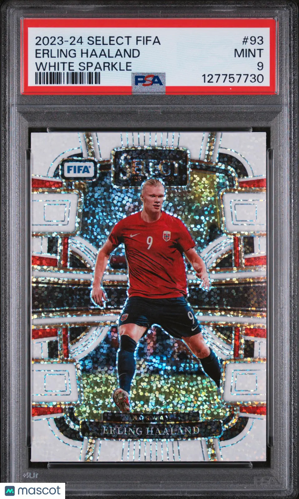 Erling Haaland #93 White Sparkle PSA 9 2023-24 Panini Select FIFA 