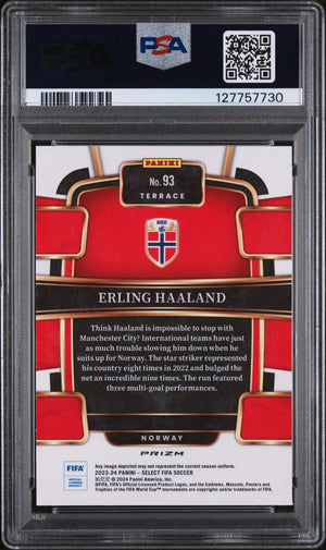 Erling Haaland #93 White Sparkle PSA 9 2023-24 Panini Select FIFA 