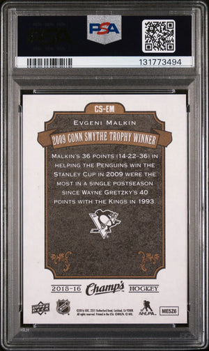 Evgeni Malkin /25 PSA 9 Auto 10 2015-16 UD Champs SP Conn Smythe Trophy 