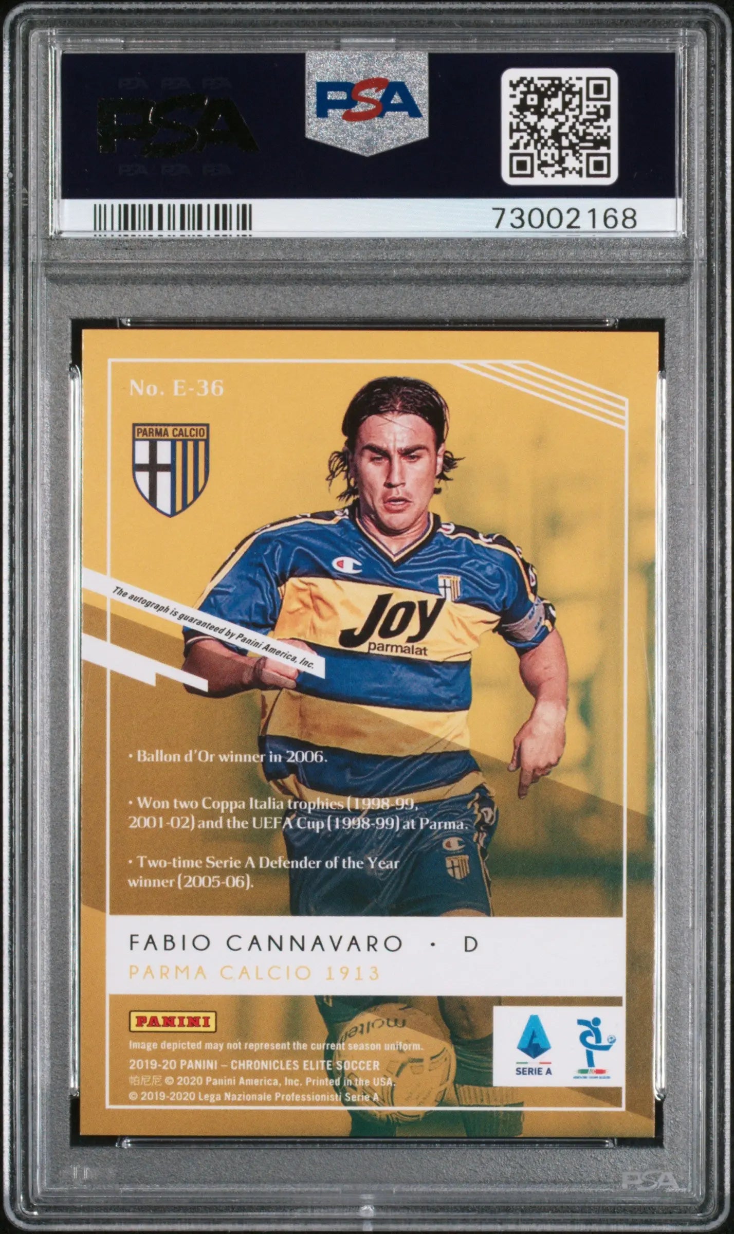 Fabio Cannavaro Elite Auto PSA 10 Autograph 2019-20 Panini Chronicles 