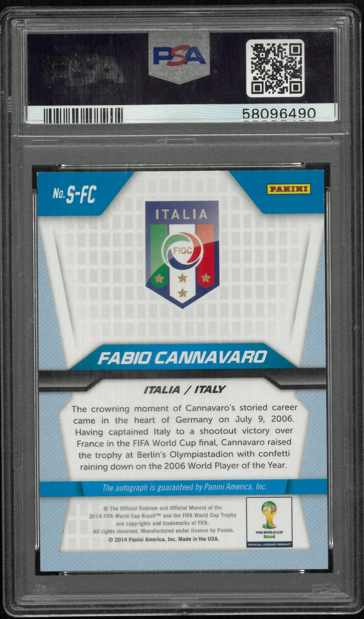 Fabio Cannavaro #SFC PSA 9 Auto 2014 Panini Prizm World Cup Signatures 