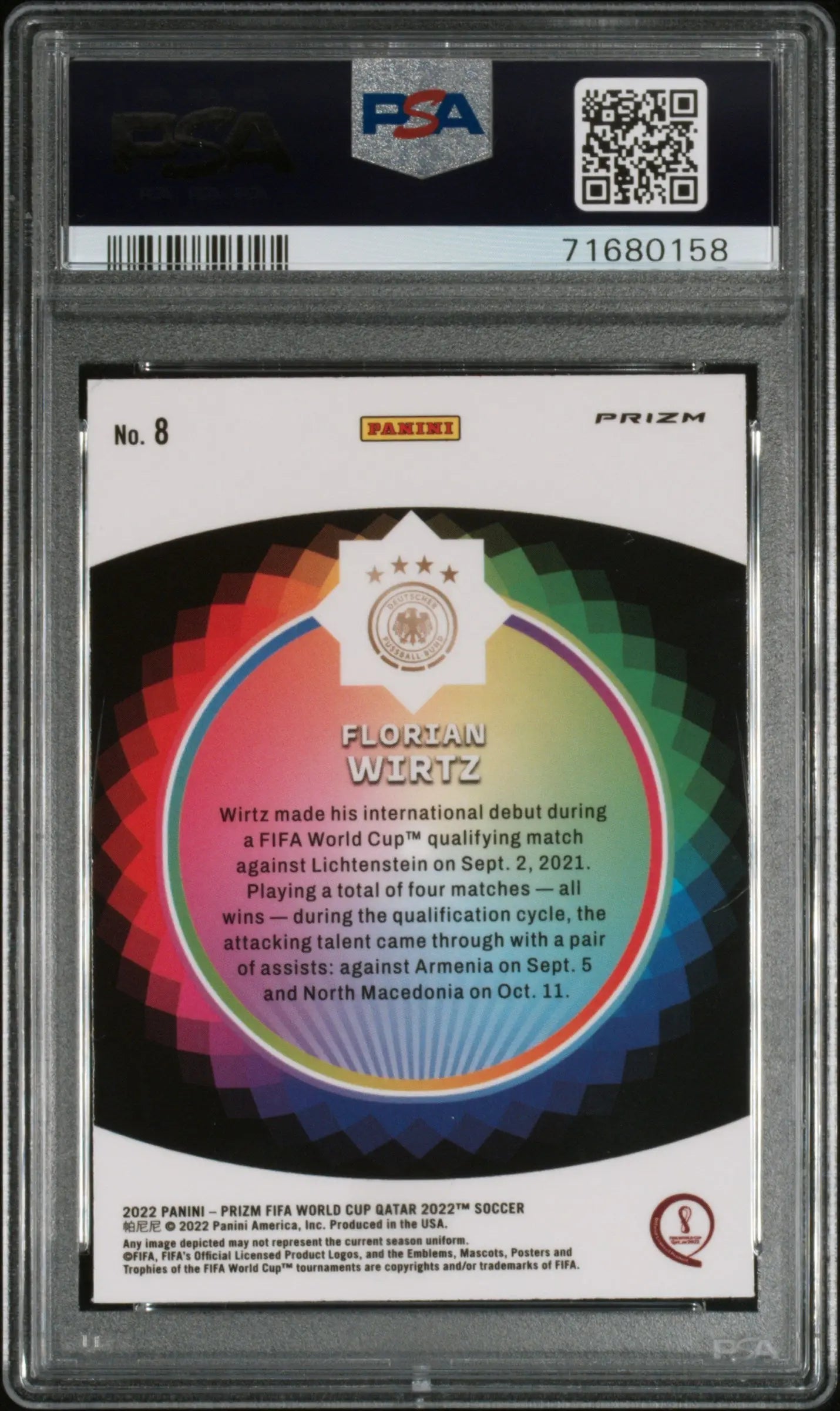 Florian Wirtz Color Wheel PSA 10 GEM 2022 Prizm World Cup Qatar #8 SSP 