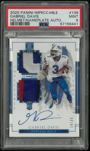 Gabriel Davis PSA 9 Helmet Nameplate Auto /35 2020 Impeccable BILLS 