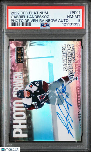 Gabriel Landeskog Photo Driven Auto PSA 8 Autograph Rainbow 2022-23 OPC Platinum 