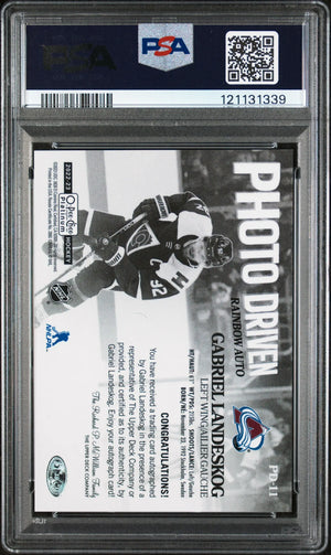 Gabriel Landeskog Photo Driven Auto PSA 8 Autograph Rainbow 2022-23 OPC Platinum 
