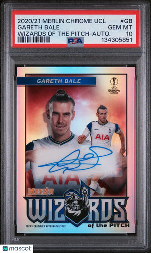 Gareth Bale Autograph PSA 10 2020-21 Topps Merlin Chrome Wizards Of The Pitch 