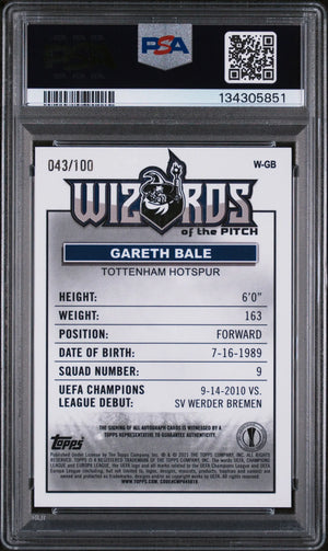 Gareth Bale Autograph PSA 10 2020-21 Topps Merlin Chrome Wizards Of The Pitch 