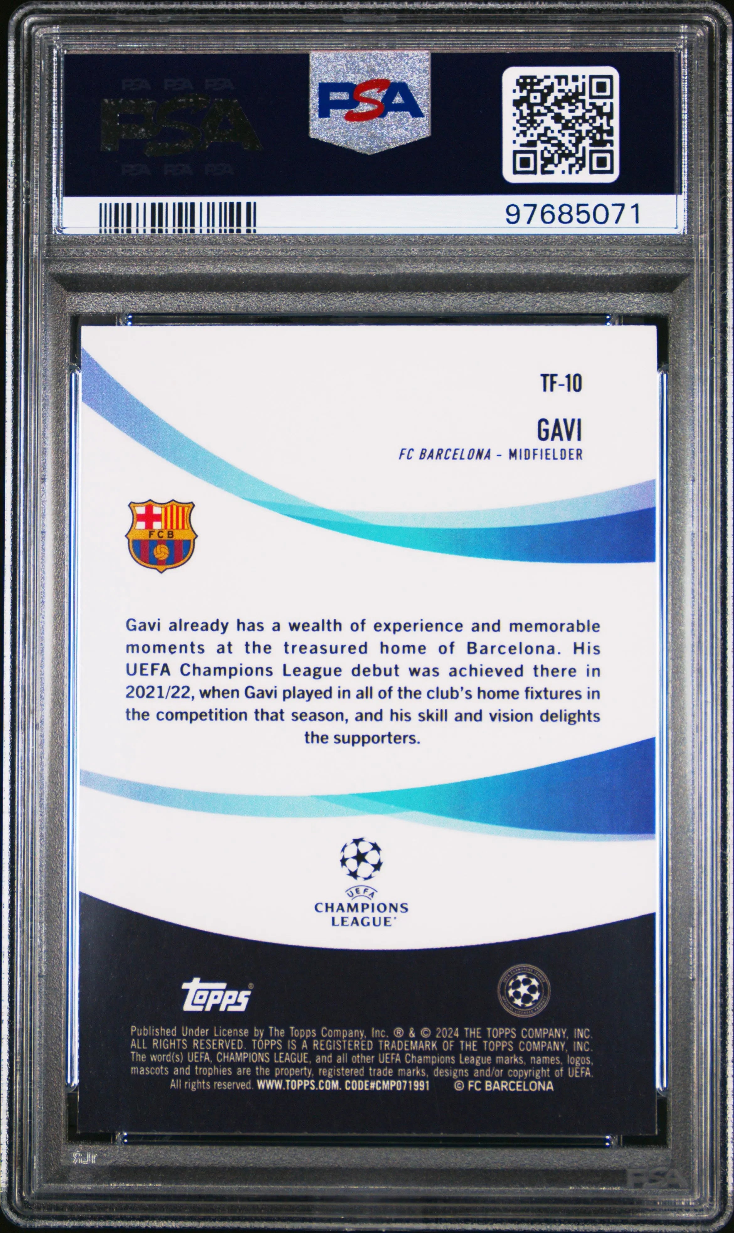 Gavi Tifo PSA 10 2023-24 Topps Chrome UCC 23-24 TF-10 