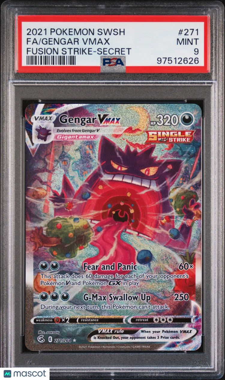 Gengar PSA 9 271/264 2021 Pokemon Fusion Strike Secret VMAX 