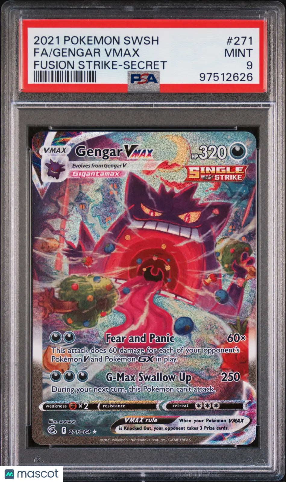 Gengar PSA 9 271/264 2021 Pokemon Fusion Strike Secret VMAX 