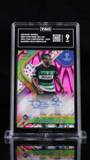 Geovany Quenda /75 Auto RC 2024-25 Topps Finest UCC  Magenta Wave Rookie TAG 9 