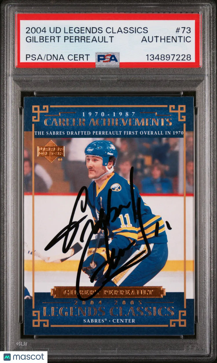 Gilbert Perreault Authentic PSA Auto 2004-05 Upper Deck Legends Classics 