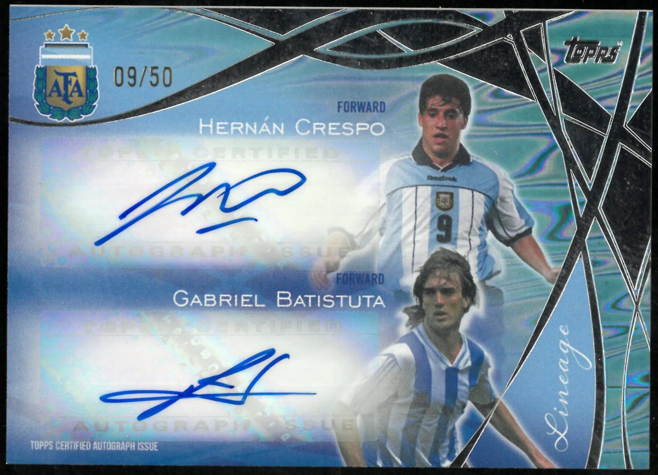 Hernan Crespo Gabriel Batistuta Auto /50 Lineage Topps Argentina 