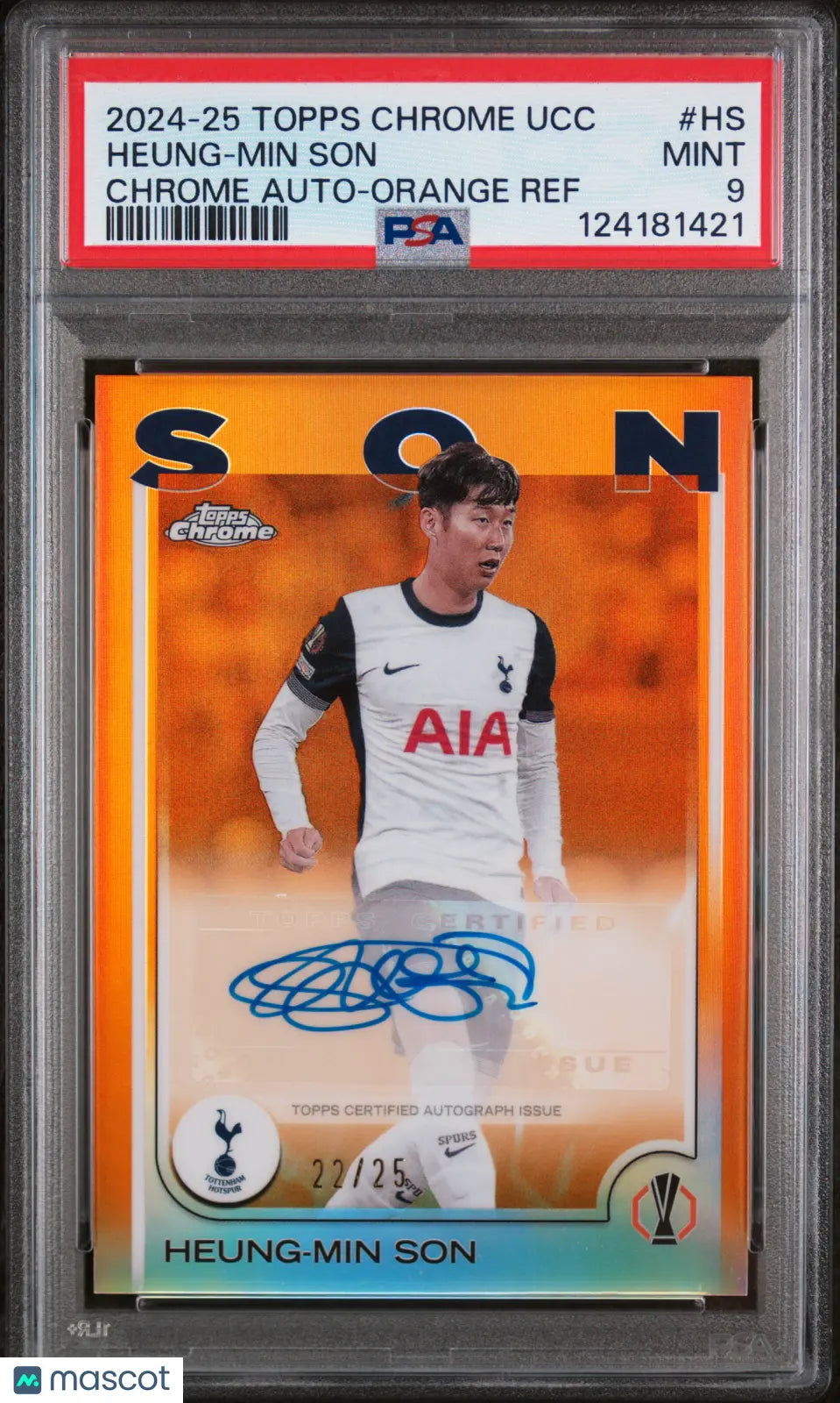 Heung-Min Son /25 Auto Orange Refractor 2024-25 Topps Chrome UEFA Autograph 