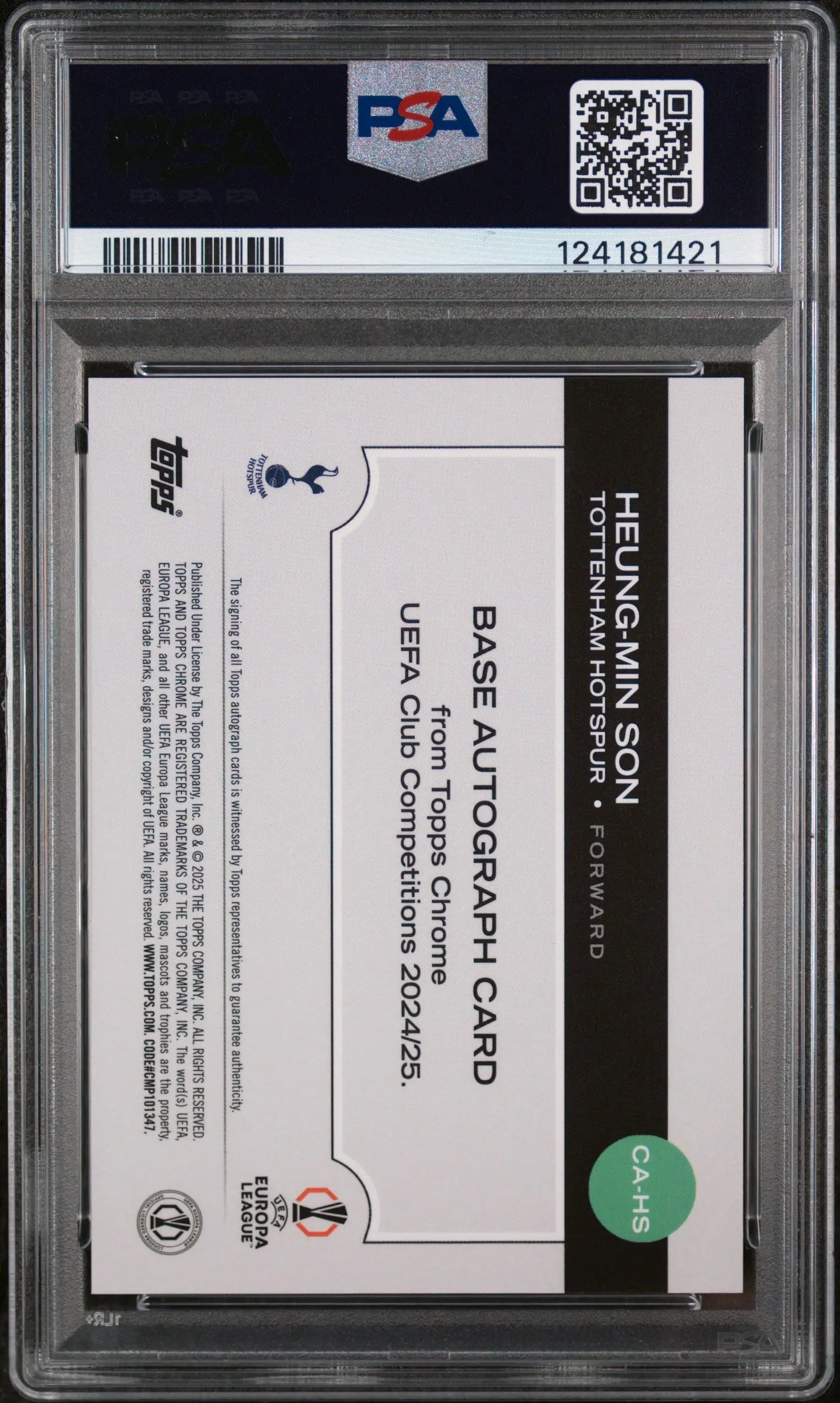 Heung-Min Son /25 Auto Orange Refractor 2024-25 Topps Chrome UEFA Autograph 