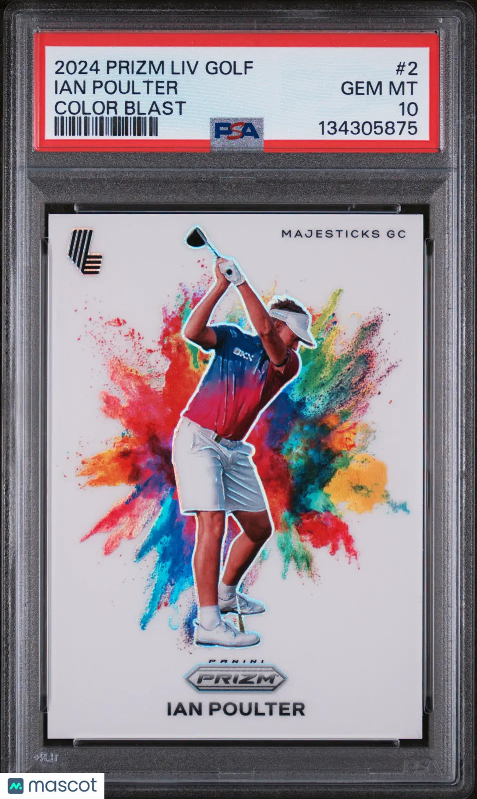 Ian Poulter PSA 10 2024 Panini Prizm LIV Golf Color Blast SSP SP 