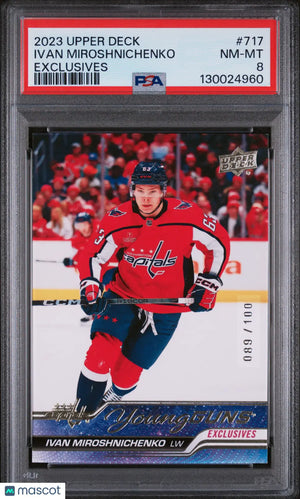 Ivan Miroshnichenko /100 Exclusives Young Guns RC Rookie PSA 8 2023-24 UD 