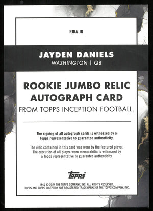 JAYDEN DANIELS /125 Auto Jersey 2024 Topps Inception RC Rookie 