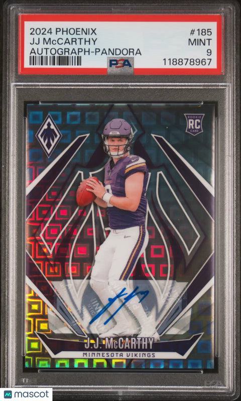 JJ Mccarthy RC Rookie Autograph Pandora PSA 9 SP 2024 Panini Phoenix A