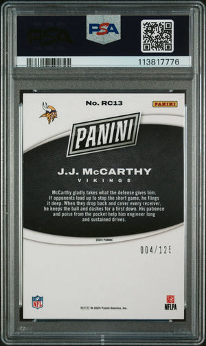 JJ Mccarthy #RC13 Red PSA 10 /125 2024 Panini Black Friday Rookie RC Pop 5 