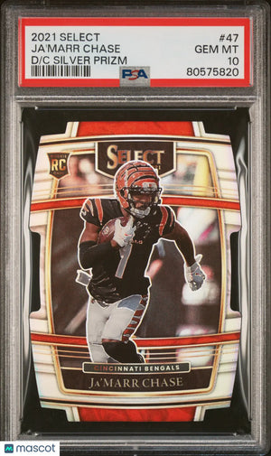 Ja'Marr Chase PSA 10 RC Rookie Select 2021 Die Cut Silver Prizm Bengals 