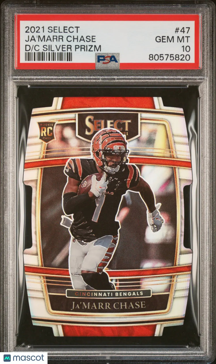Ja'Marr Chase PSA 10 RC Rookie Select 2021 Die Cut Silver Prizm Bengals 