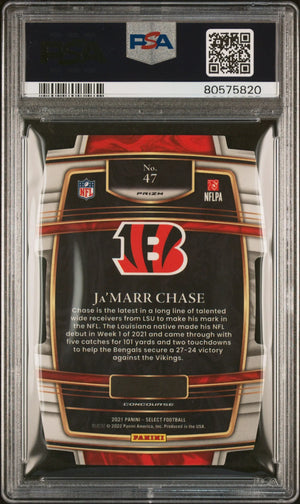 Ja'Marr Chase PSA 10 RC Rookie Select 2021 Die Cut Silver Prizm Bengals 