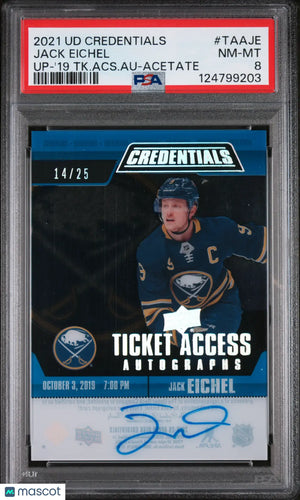 Jack Eichel /25 Auto PSA 8 Credentials 2021-22 21-22 UD 2019-20 Update Acetate 