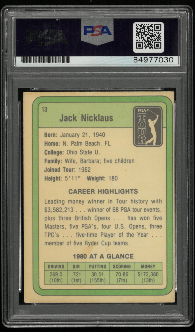 Jack Nicklaus PGA Tour Auto Autograph PSA/DNA Certified PSA 10 Auto 