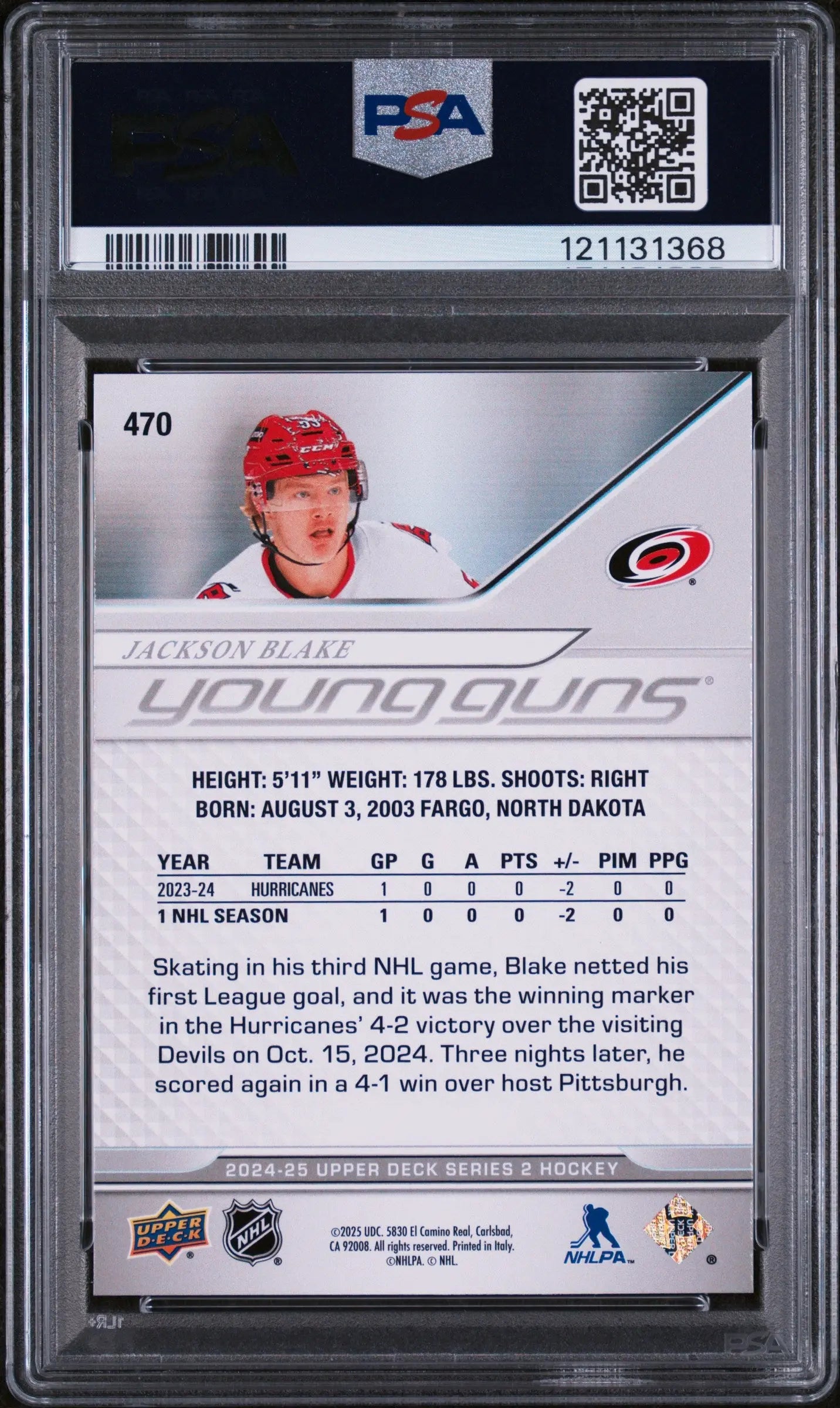Jackson Blake Young Guns RC PSA 9 Rookie UD Upper Deck 2024-25 24-25 
