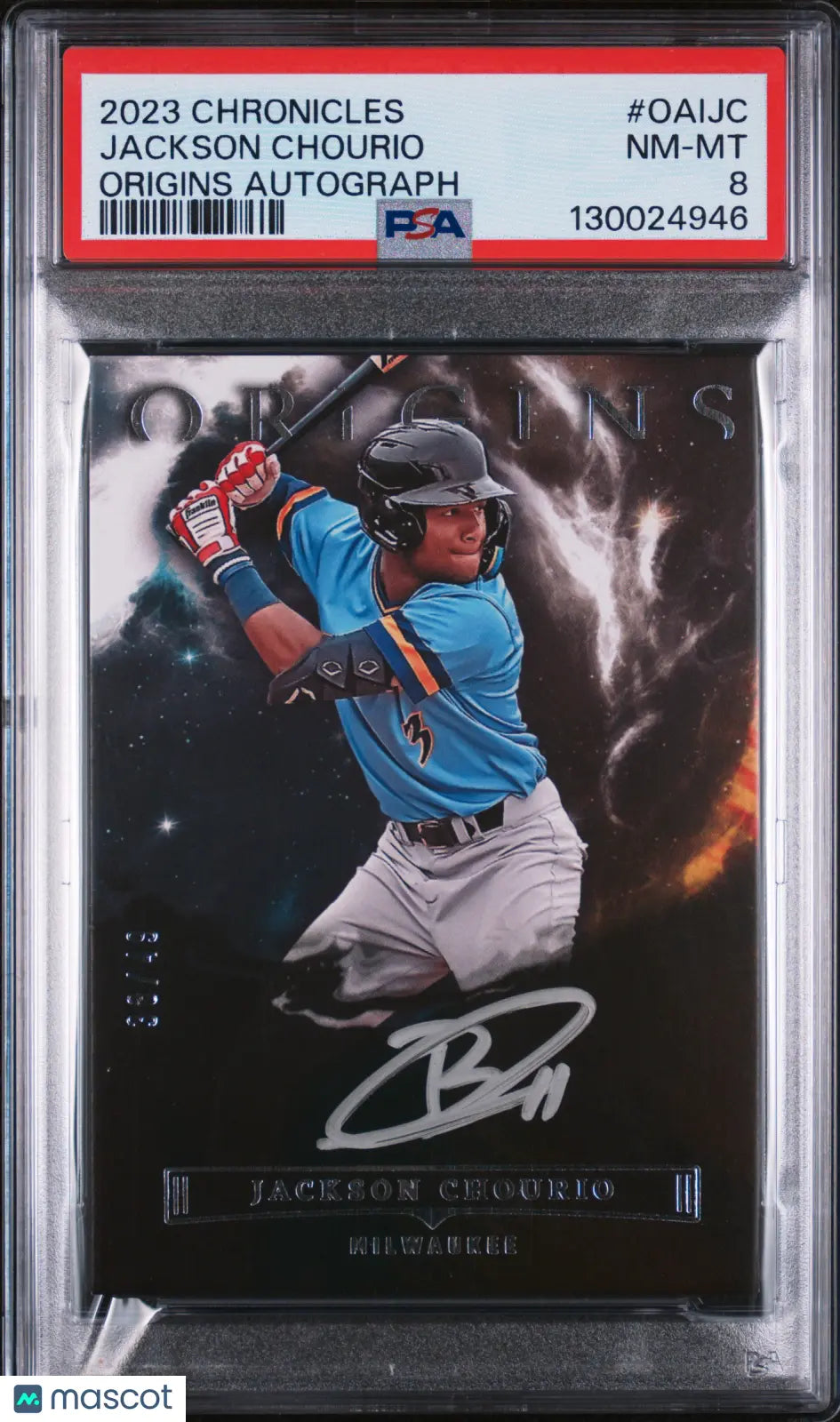 Jackson Chourio Origins RC Auto /49 PSA 8 Autograph 2023 Chronicles 