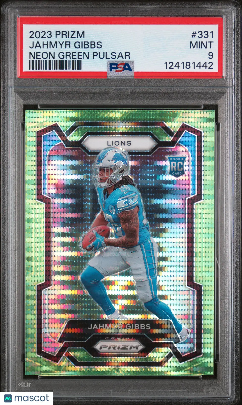 Jahmyr Gibbs Neon Green Pulsar PSA 9 2023 Prizm RC Rookie 