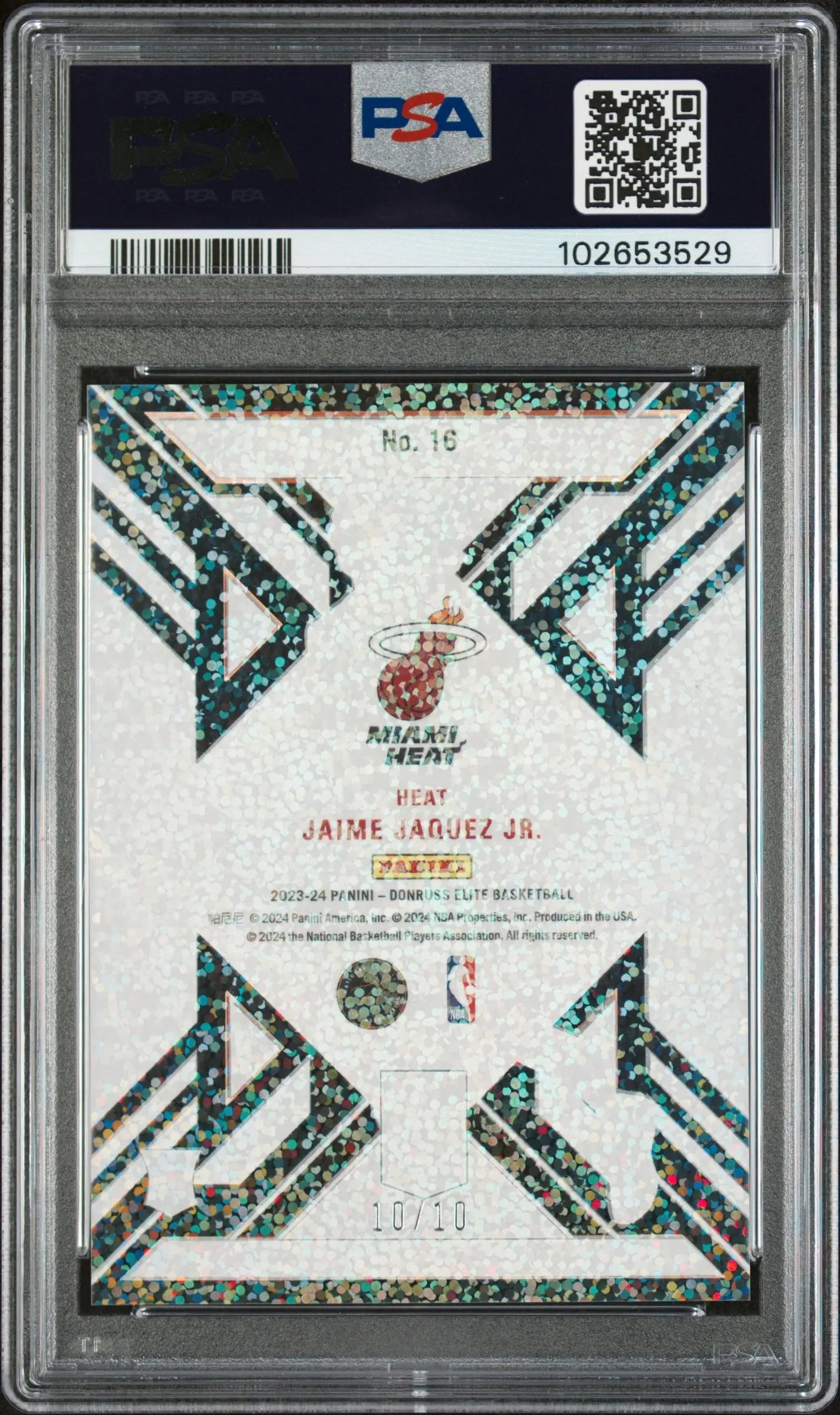 Jaime Jaquez Jr. /10 Gold International PSA 10 2023-24 Donruss Elite Clarity RC 