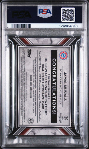 Jamal Musiala /50 Gold PSA 8 2022-23 Museum UCL Auto Jersey Autograph Dual Relic 