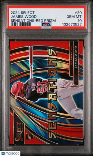 James Wood PSA 10 RC /99 Rookie Prizm Sensations Red 2024 