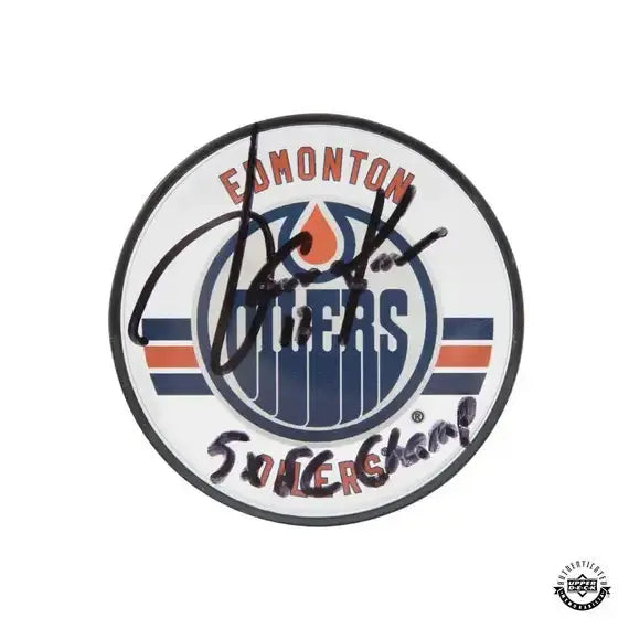 Jari Kurri Autographed & Inscribed Edmonton Oilers® Acrylic Puck 