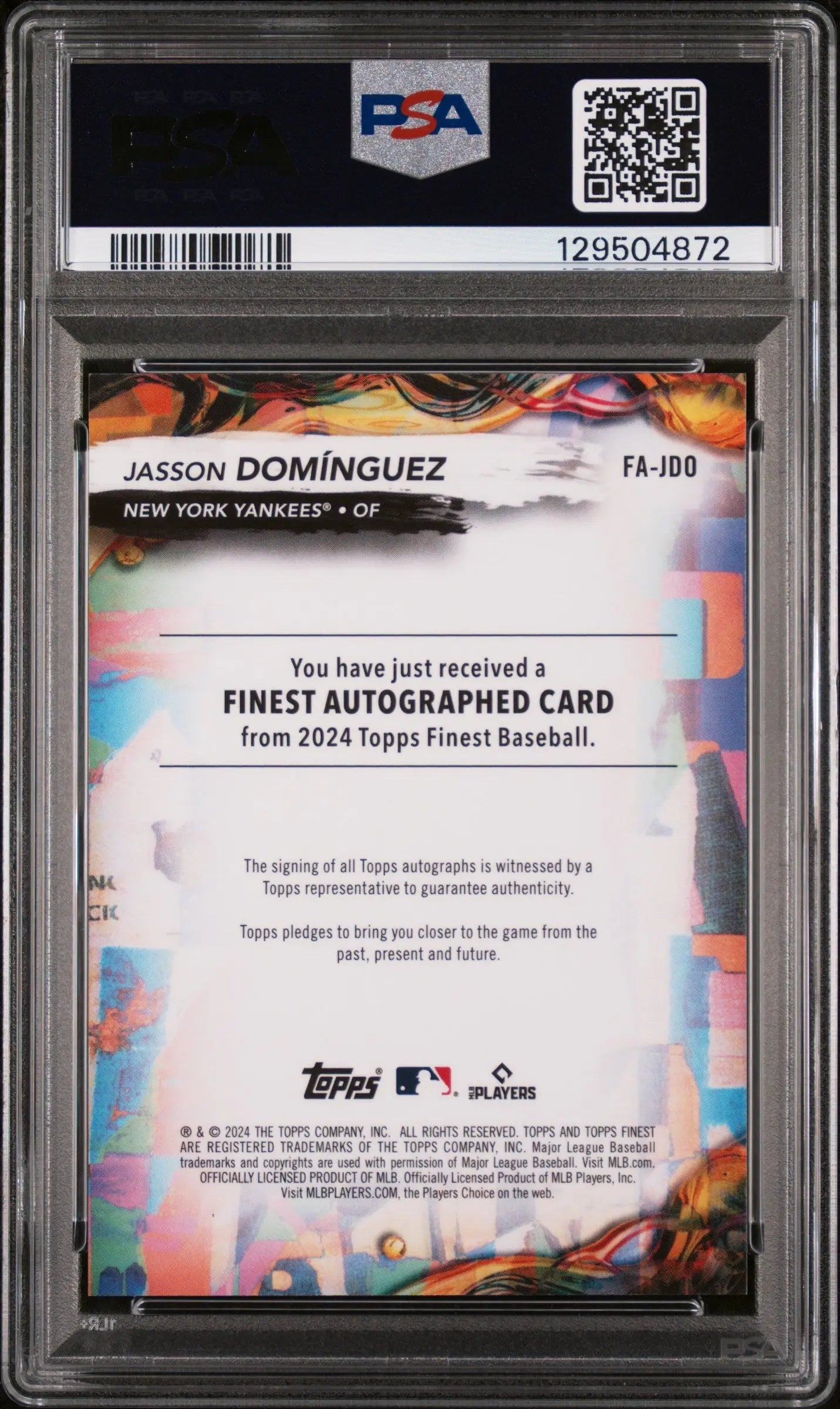 Jasson Dominguez Blue Refractor /99 PSA 9 2024 Topps Finest Finest Autographs RC 