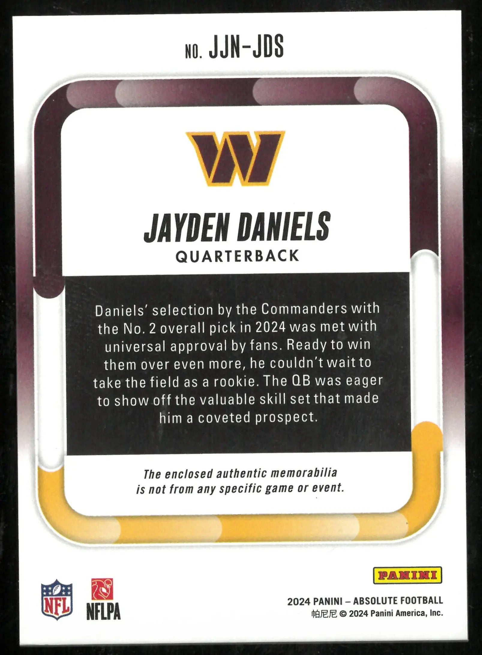 Jayden Daniels /10 Jumbo Towel Absolute 2024 Panini RC Rookie 